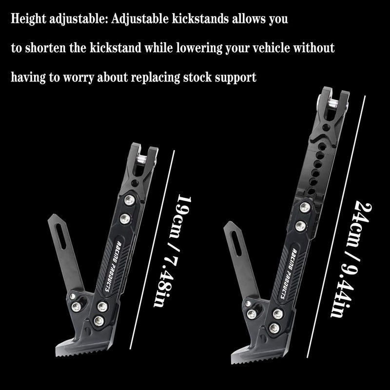 GWH Motorcycle Universal Kickstand Adjustable Modified CNC Aluminum Alloy Adjustable Tripod Holder Kickstand Foot Side Support Stand Motor Scooter Motorbike Motocross Electric Dit Pit Bike （Red) (Black) - Image 3
